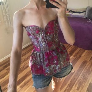 Pink Print Peplum Top